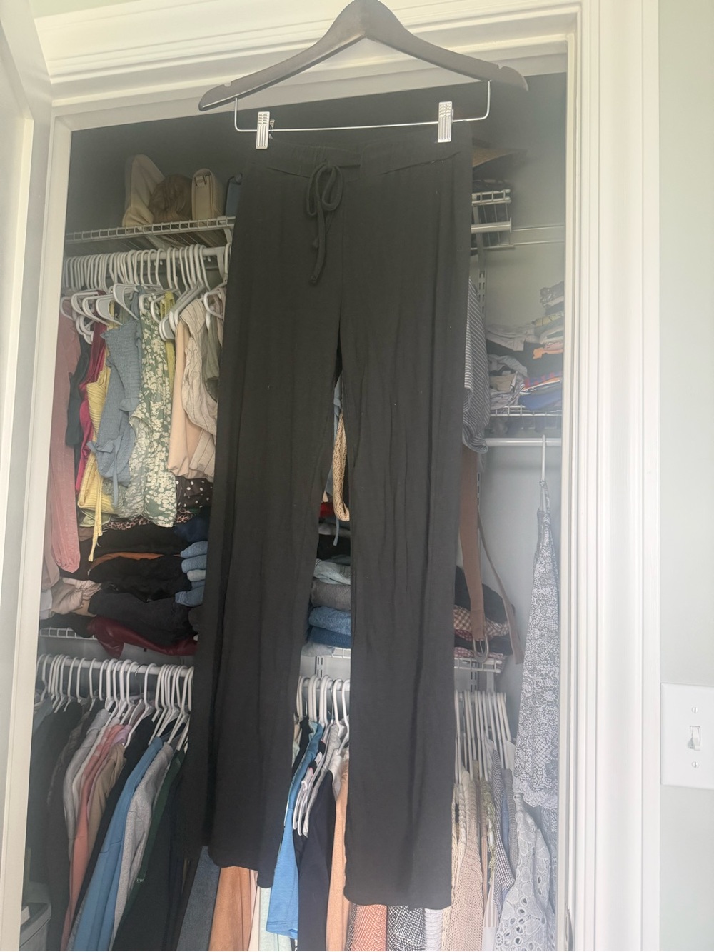 Black Drawstring Wide-Leg Lounge Pants